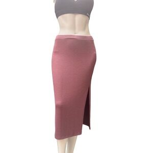 Leith Midi Skirt Side Slit Heathered‎ Knit Mauve Minimalist 90s Aesthetic Medium